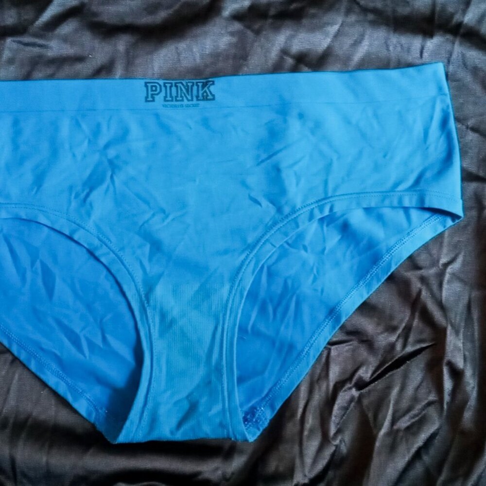 Vintage Cute RARE Victoria's Secret PINK Hipster Turquoise Blue WAKE UP Panties - Picture 5 of 8
